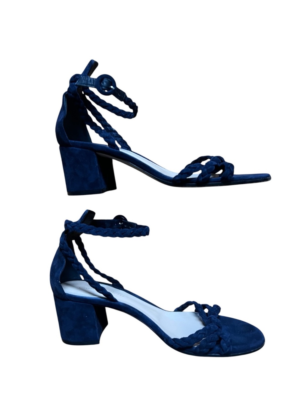 Ginavito Rossi Liya sandals sude navy block heel braided straps 38.5